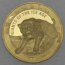 Goldmünze 1oz Säbelzahnkatze 2020 Giants of Ice Age (Ghana)