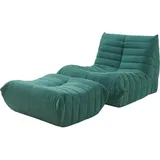 [en.casa] Sessel, Bodensessel mit Fusshocker Kodsø 75x90x100 cm Mikrofaser Grün