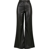 URBAN CLASSICS Ladies Faux Leather Wide Leg Pants Black, 28