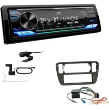 EHO JVC KD-X482DBT 1-DIN Autoradio Media Receiver Digitalradio DAB+ Bluetooth Amazon Alexa USB Einbauset passend für Skoda Citigo ab 2011