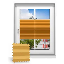 Plissee zum Kleben nach Maß, Orangegelb 133060, 30 x 25 cm, Plissee individuell maßangefertigt