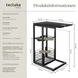 Tectake Laptop-Beistelltisch, Rhea, C-Form, mit Ladestation