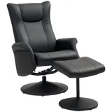 Homcom Relaxsessel Kunstleder 70 x 105 x 79 cm Schwarz mit Hocker