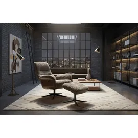 KAWOLA Relaxsessel SILVA Schaffell 77 x 106 x 77 cm Beige mit Hocker, drehbar