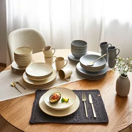 Asa Selection ASA Kombiservice Cafe del Mar, Beige, Keramik, 20-teilig, Uni, 250 ml, Essen & Trinken, Geschirr, Geschirr-Sets, Kombiservice