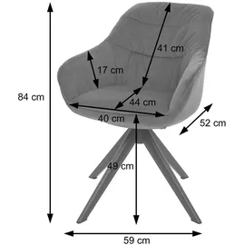 MCW Esszimmerstuhl MCW-K28, Küchenstuhl Polsterstuhl Stuhl mit Armlehne, drehbar, Metall ~ Stoff/Textil hellgrau