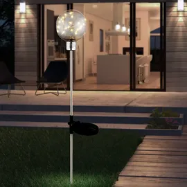 ETC Shop 4er Set LED Solar Steck Leuchten Garten Außen Deko Lichterketten Kugel Erdspieß Terrassen Lampen