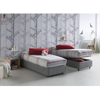 Einzelbett Asia, Containerbett mit Stoffbespannung, 100% Made in Italy, Frontöffnung, passend für Matratze Cm 80x190, Grau - Grau