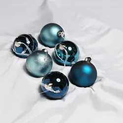 Christbaumkugel - Weihnachtsbaumkugel - Glas - D: 8cm - glänzend matt - blau dun...