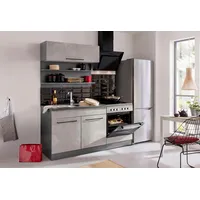 Held Küchenzeile »Tulsa«, Breite 160 cm, schwarze Metallgriffe, hochwertige MDF Fronten, grau