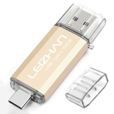 leizhan USB Stick 256GB Type C Memory Stick OTG Speicherstick 2-in-1 Flash Drive USB 3.0 Pen Drive für PC/Laptop/Notebook, und andere USB-C (256GB,Gold)