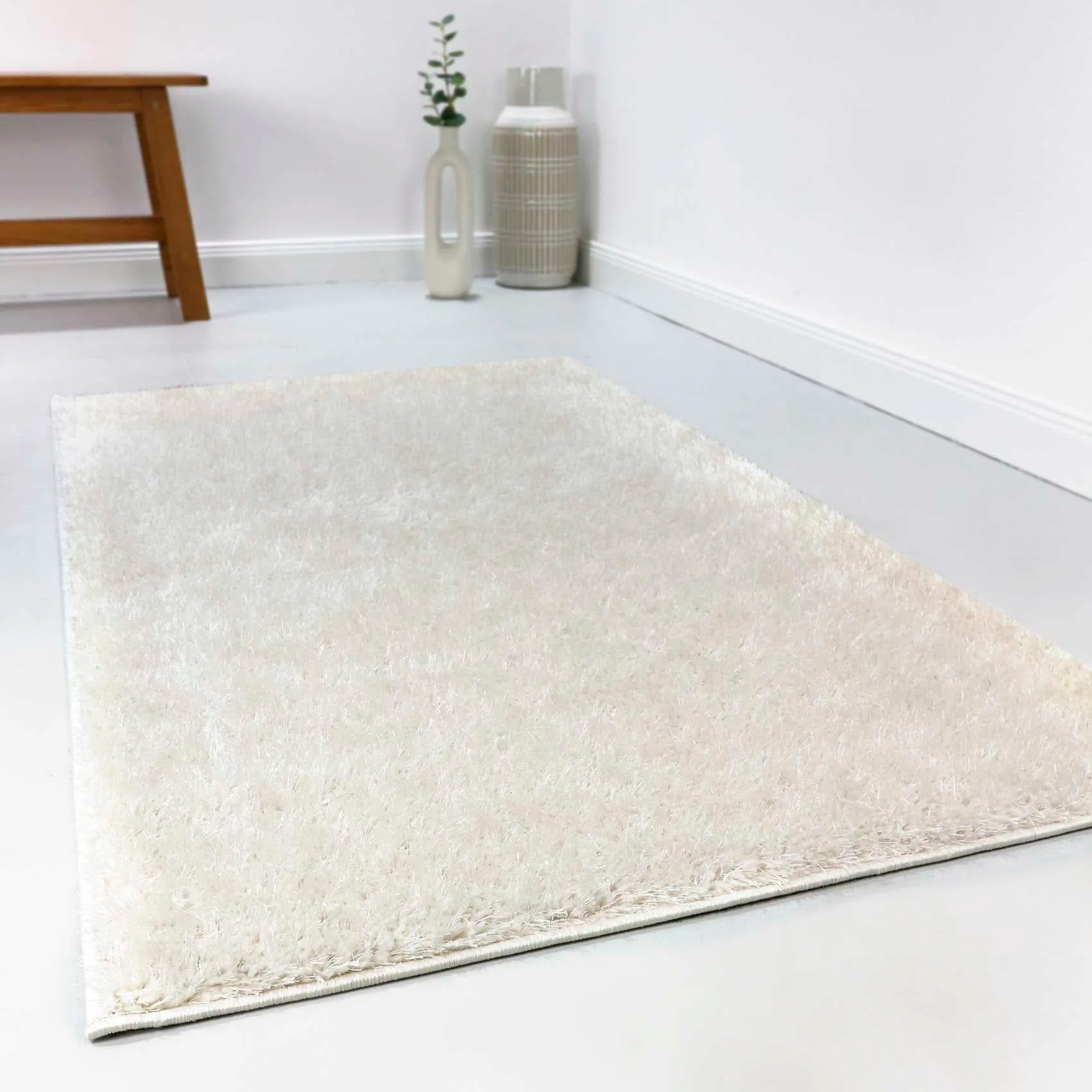 Esprit Hochflor-Teppich »Swagger Shag«, rechteckig, 30 mm Höhe, Wohnzimmer, Schlafzimmer, uni, waschbar, Antirutsch, gekettelt ESPRIT weiß,creme B: 120 cm   1 St.