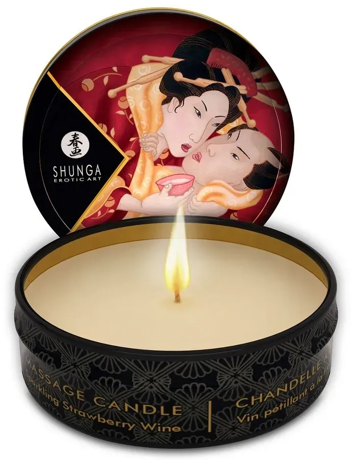 SHUNGA - MINI CARESS BY CANDELIGHT ERDBEERE UND CAVA MASSAGEKERZE 30 ML