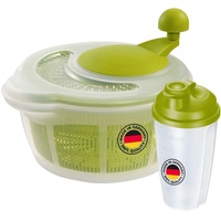 Westmark Salat-Set: 1 Salatschleuder, 5 Liter + 1 Dressingshaker 0,5 Liter, Kunststoff, BPA-frei, Fortuna, Farbe: Transparent/Grün, 243222E7
