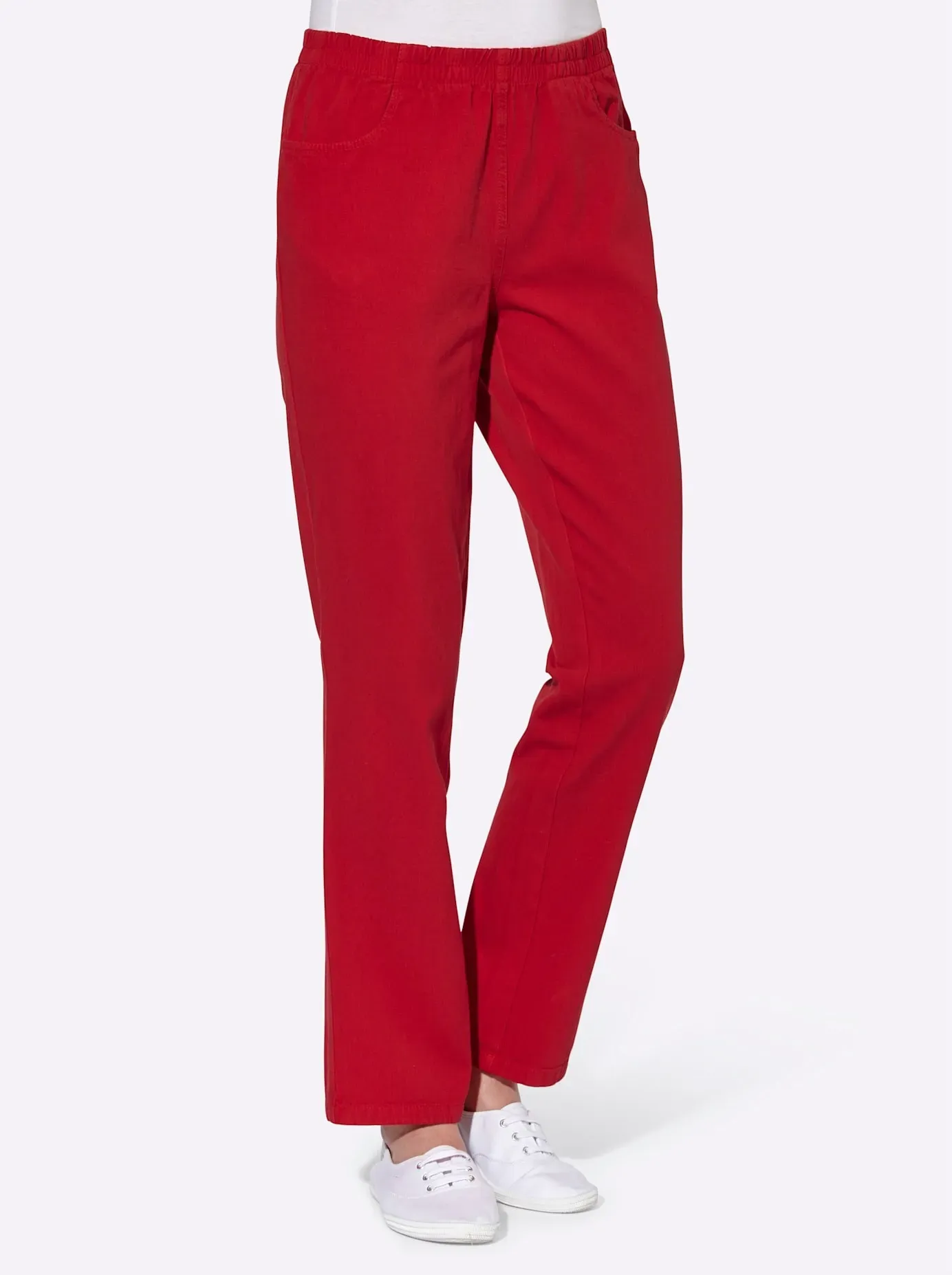 Schlupfhose CLASSIC BASICS, Damen, Gr. 56, Normalgrößen, rot, 100% Baumwolle, unifarben, lang, Hosen Schlupfhose