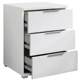SchlafKONTOR Nachttisch weiß Kunststoff, 3 Schubladen, 46x61x42 cm x 42 cm Nachtkästchen - UNIVERSAL