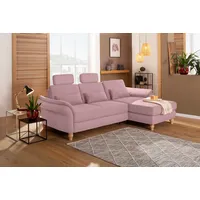 Ecksofa HOME AFFAIRE "Palace L-Form", rosa (rose), B:266cm H:89cm T:164cm, Struktur fein (100% Polyester), Struktur (100% Polyester), Luxus-Microfaser Lederoptik (100% Polyester), Sofas, incl. Sitztiefenverstellung, wahlweise mit Bettfunktion und Stauraum