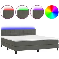 VidaXL Boxspringbett mit Matratze & LED Dunkelgrau 160x200 cm