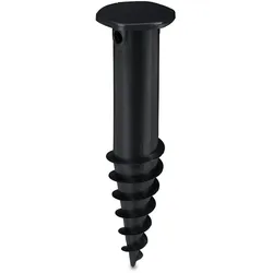 Relaxdays Bodenhülse Sonnenschirm, Bodendübel zum Eindrehen, Adapter, 32-50 mm, Kunststoff, Sonnenschirm Bohrer, schwarz