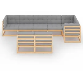 vidaXL 8-tlg. Garten-Lounge-Set mit Kissen grau
