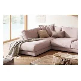 KAWOLA Wohnlandschaft U-Form Madeline Cord Longchair rechts rosa