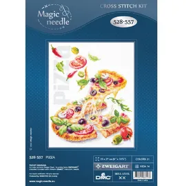 Magic needle Zweigart Edition, Kreuzstich Set Pizza Zählmuster, 23x27cm