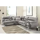 TRENDMANUFAKTUR Ecksofa Cecilia II, in italienischen Design, bequem, hoher Sitzkomfort, L-Form, extrabreite Armlehnen für noch mehr Sitzkomfort silberfarben