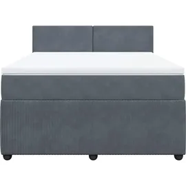 vidaXL Boxspringbett mit Matratze Dunkelgrau 140x200 cm Samt