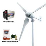 Horizontaler Windgenerator 8000W - Windkraftanlage 24V Off-Grid - 3-Blatt-Turbine - Anlauf bei 2 m/s - Geräuscharm für Haushalt - Weiß