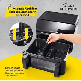 GOURMETmaxx Heißluft-Fritteuse Vario-Doppelkammer 9l - Schwarz