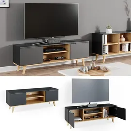 Vicco Lowboard Fernsehschrank Sideboard Neptune TV-Fernsehtisch Anthrazit/Buche