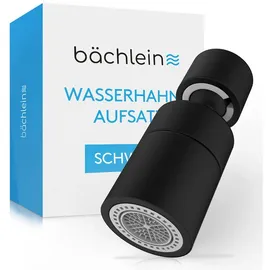 Bächlein Wasserhahn-Aufsatz in Matt Schwarz mit zwei Strahlarten - Drehbarer Wasserhahn-Luftsprudler für Küchenarmaturen