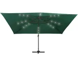 vidaXL Ampelschirm mit LED-Leuchten und Aluminium-Mast 400x300 cm Grün