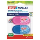 Tesa Mini Korrekturroller ecoLogo - Band zur Korrektur auf Papier - Klein und ergonomisch - 6 m 5 mm - Blau/Pink - 2er Pack