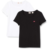 Levis Levi's Damen 2-Pack Tee T-Shirt, White +/Mineral Black, M