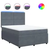 vidaXL Boxspringbett 140 x 200 cm Dunkelgrau