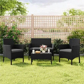 Yaheetech Gartenmöbel Set 4-tlg. Schwarz/Grau