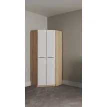 Priess Eckkleiderschrank PRIESS "Barcelona Kleiderschrank Ecklösung Raumwunder", weiß (eichefarben artisan, weiß), B:78cm H:193cm T:78cm, Holzwerkstoff, Schränke, Eckkleiderschrank, in 2 Tiefen Schrank Eckschrank Garderobe