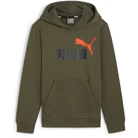 Puma Ess+ Metallic 2 Col Big Logo Fleece-Hoodie Jungen 77 dark olive 140
