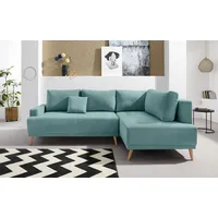 Ecksofa INOSIGN "Exxpo Otusso, L-Form" Sofas Gr. B/H/T: 246cm x 90cm x 169cm, Luxus-Microfaser, Recamiere rechts, grün (mint) mit Bettfunktion und Bettkasten