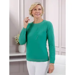 Strickpullover CLASSIC "Pullover", Damen, Gr. 44, grün (smaragd), 100% Baumwolle, unifarben, Langarm, Pullover