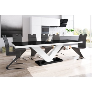 designimpex Esstisch Design Esstisch Tisch HE-999 Schwarz / Weiß Hochglanz ausziehbar 160 bis 256 cm schwarz