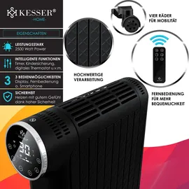 Kesser KESSER® Ölradiator 2500W Elektrische Heizung Heizkörper Elektroheizung energiesparend mit Display WiFi App & Fernbedienung Touchscreen - Mobil Öl Radiator 24h Timer, Thermostat & Überhitzungsschutz