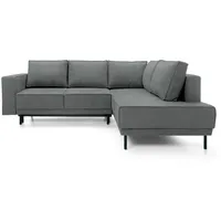 Selsey Ecksofa Rodario mit Schlaffunktion, Easy-Clean-Veloursbezug in Dunkelgrau, rechtsseitig