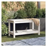 vidaXL Gartenbank Weiß 82,5x35x45 cm Massivholz Kiefer