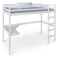 Homestyle4u Hochbett Kinderbett 90x200 weiß Schreibtisch Spielbett weiß