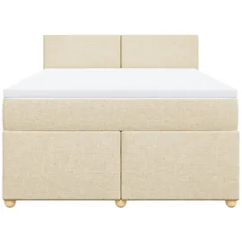 vidaXL Boxspringbett mit Matratze Creme 140x200 cm Stoff vidaXL