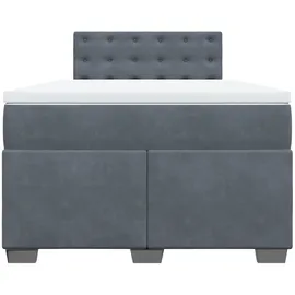 vidaXL Boxspringbett mit Matratze Dunkelgrau 120x200 cm Samt