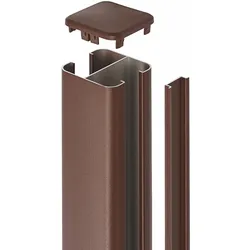 NATURinFORM Zaunpfosten "Der Effektive", Aluminium pulverbeschichtet, braun, zum Aufdübeln, 1,95m mit Abdeckkappe und 1 Blendprofil