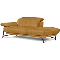 Ottomane EGOITALIANO "Anais, Designsofa mit hohem Sitzkomfort, Designfuß" Sofas Gr. B/H/T: 179cm x 74cm x 106cm, Luxus-Microfaser Lederoptik, Ottomane rechts, Armlehne links, gelb Solitärmöbel als Blickfang, inkl. verstellbarer Kopfstützen